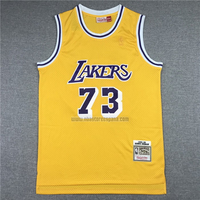 Camiseta Los Angeles Lakers Dennis Rodman NO 73 Mitchell & Ness 1998-99 Amarillo